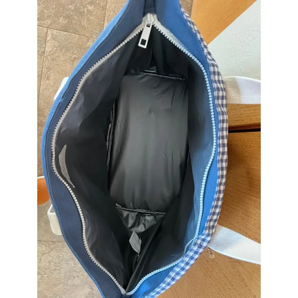 Rae Dunn Blue Cream Insulated Beach Large Tote Bag